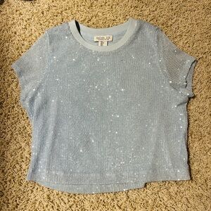 Rachel Zoe Women’s Small Light Blue Sequin Cropped Top